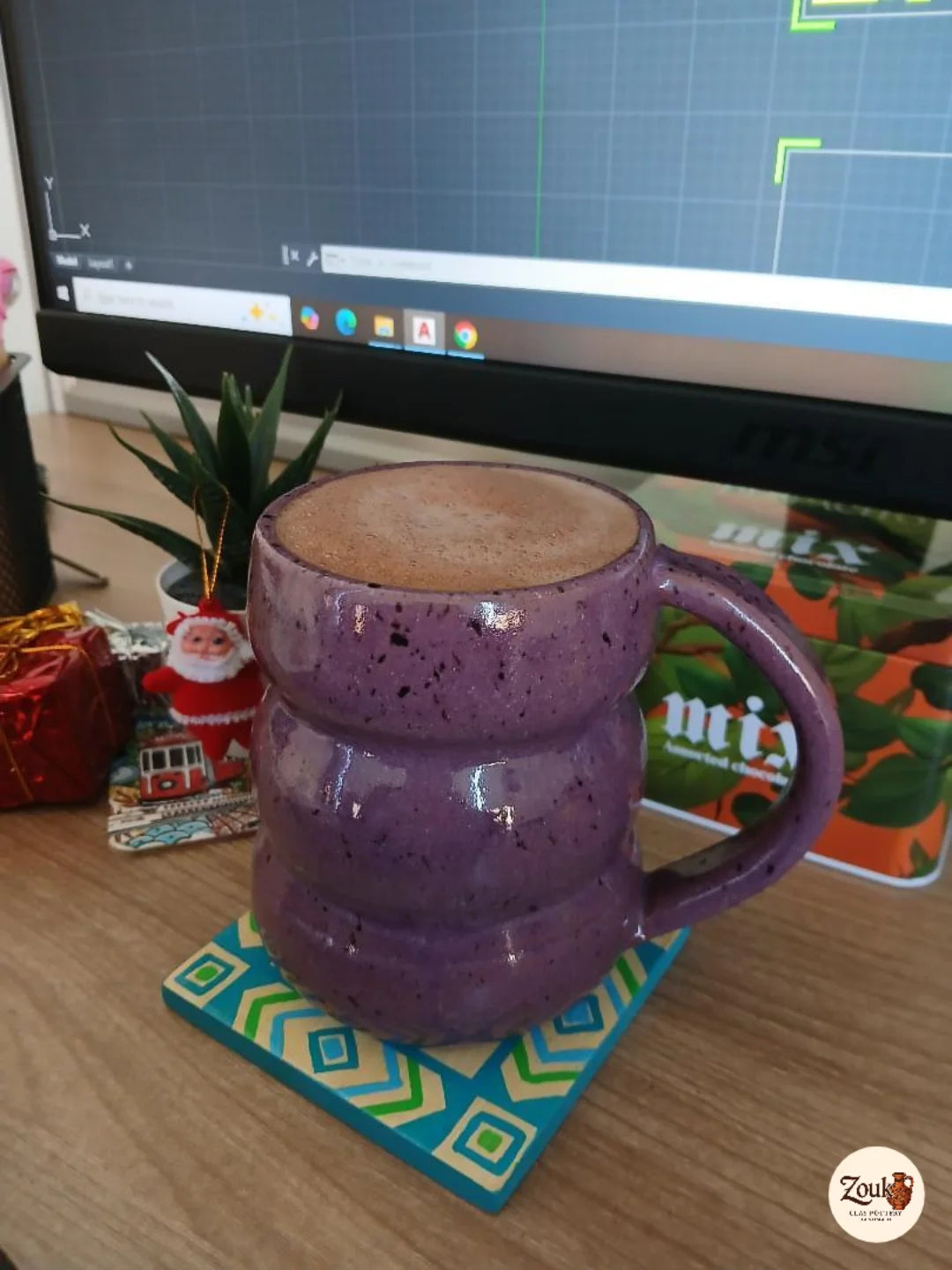 Handcrafted Purple Glazed Pottery Mug - 290 ml