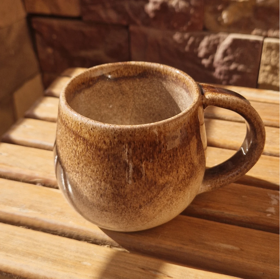 Handcrafted Brown Glazed Pottery Mug - 220 ml