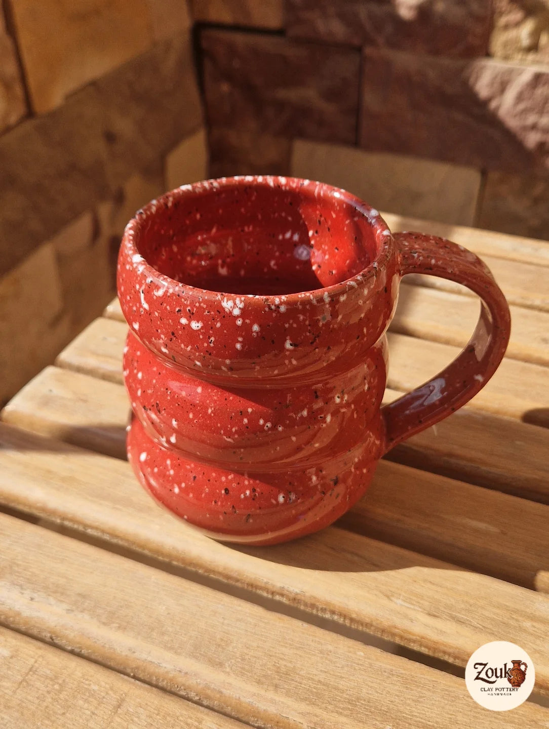 Handcrafted Red Glazed Pottery Mug - 290 ml
