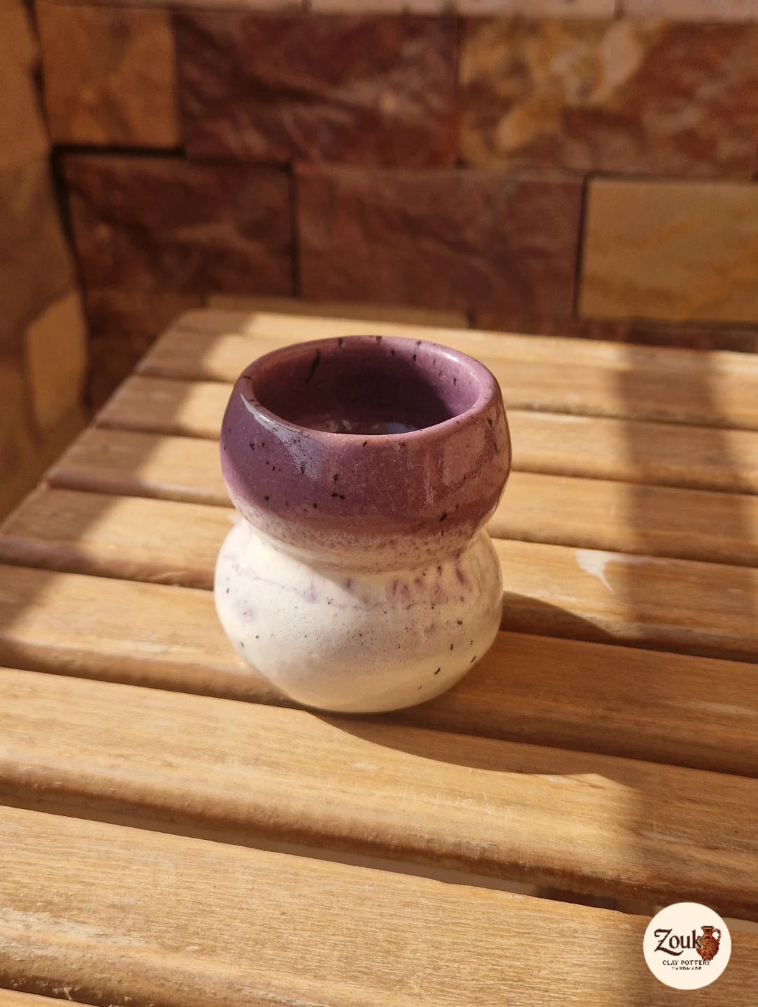 Handcrafted Pink & White Glazed Pottery Espresso Cup - 100 ml