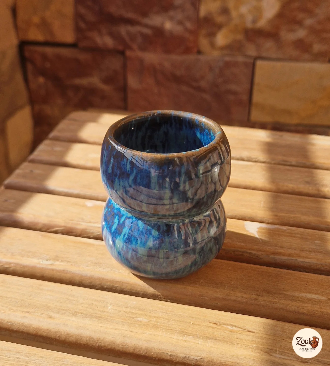 Handcrafted Blue Glazed Pottery Espresso Cup - 100 ml