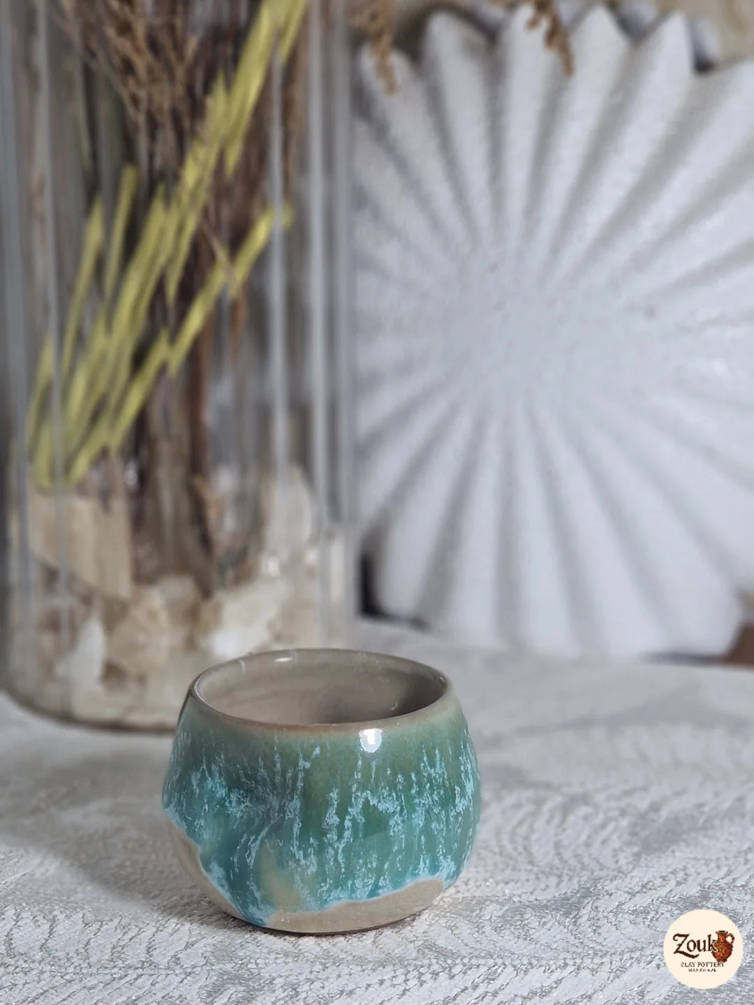 DRIP Collection – Beige & Mint Green Glazed Pottery Espresso Cup (100 ml)