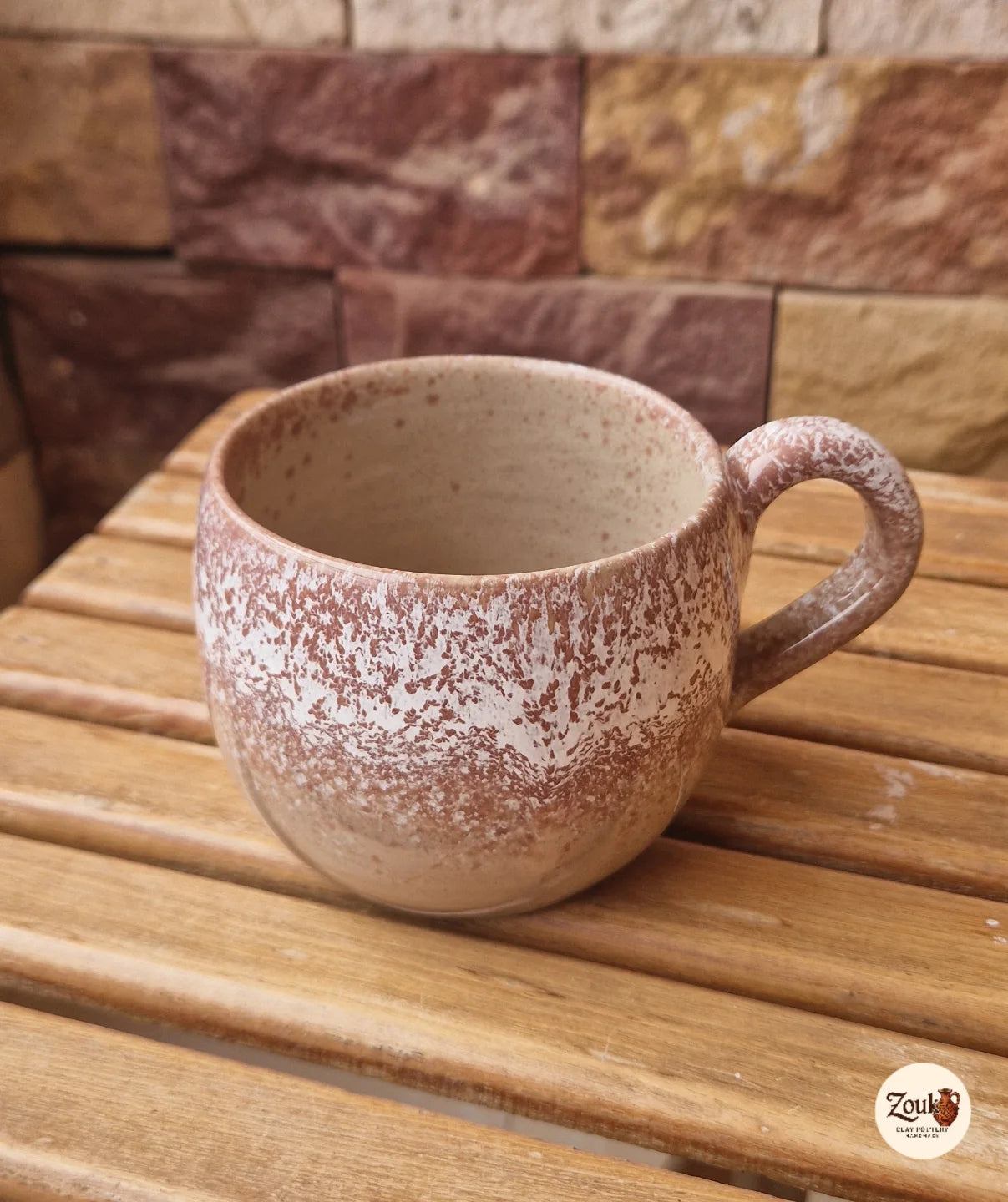 DRIP Collection – Beige & Brick red Glazed Pottery Mug (300 ml)