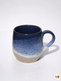 Barrel Collection – Ocean Blue with Light Beige Base Glazed Pottery Mug (350 ml)