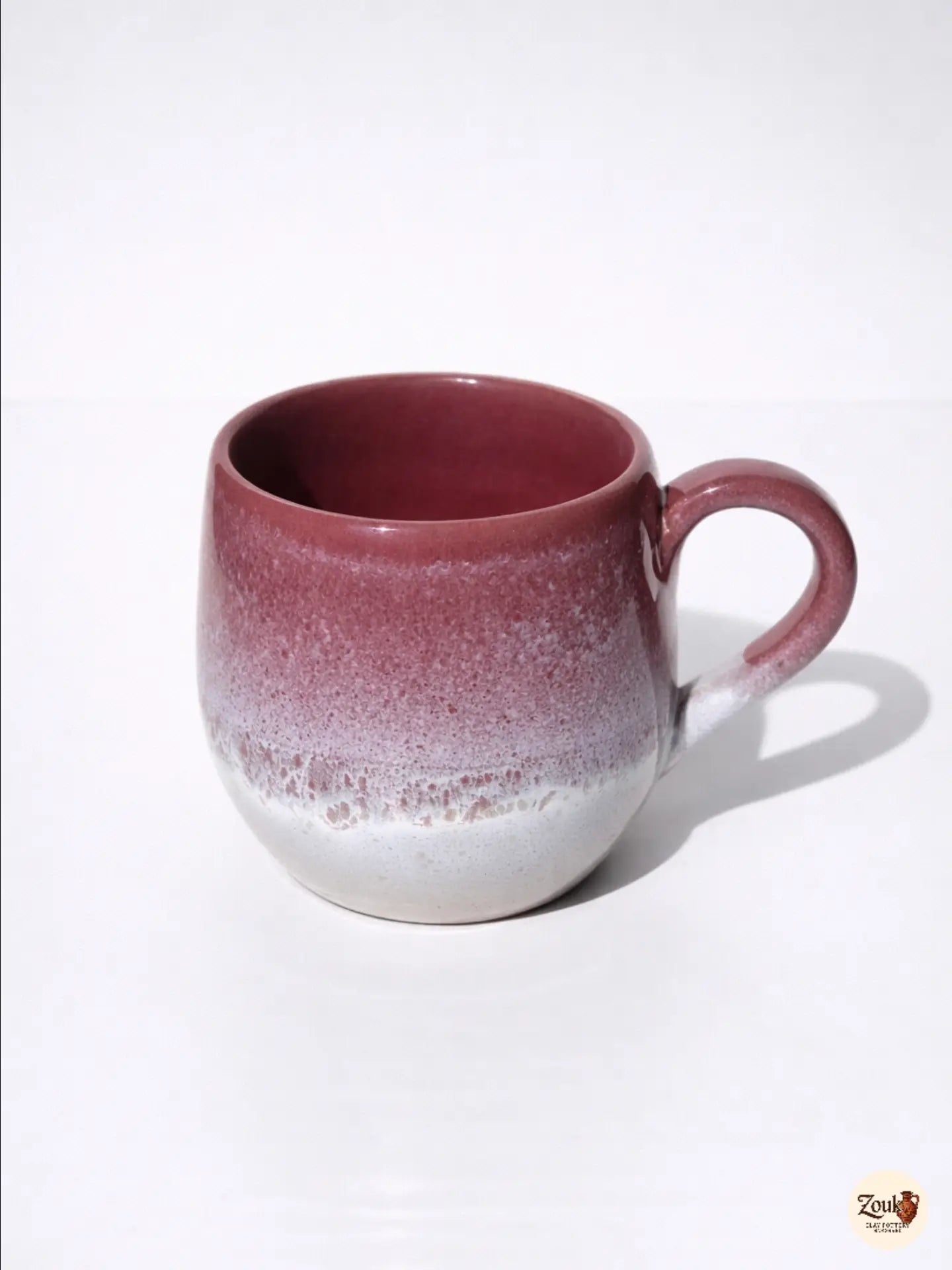 Barrel Collection – Dusty Rose with Light Beige Base Glazed Pottery Mug (350 ml)