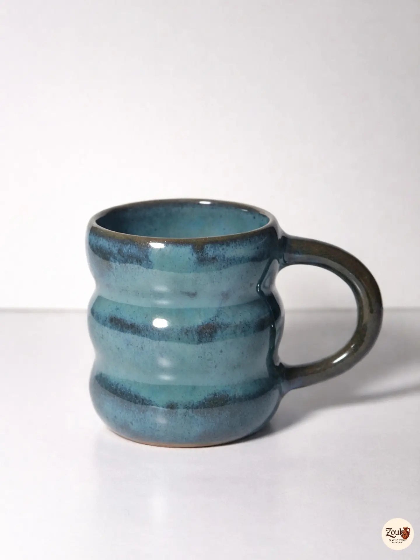 Puffy Collection – Turquoise Blue Handmade Pottery Mug – 250 ml