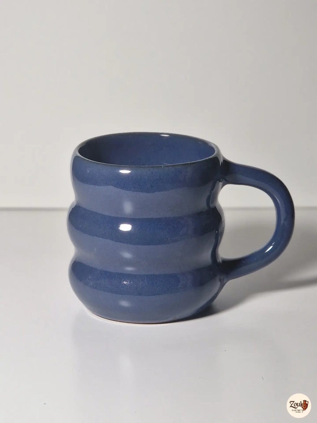 Puffy Collection – Dusty Rose & Midnight Blue Set (2 Handmade Pottery Mugs – 250 ml each)