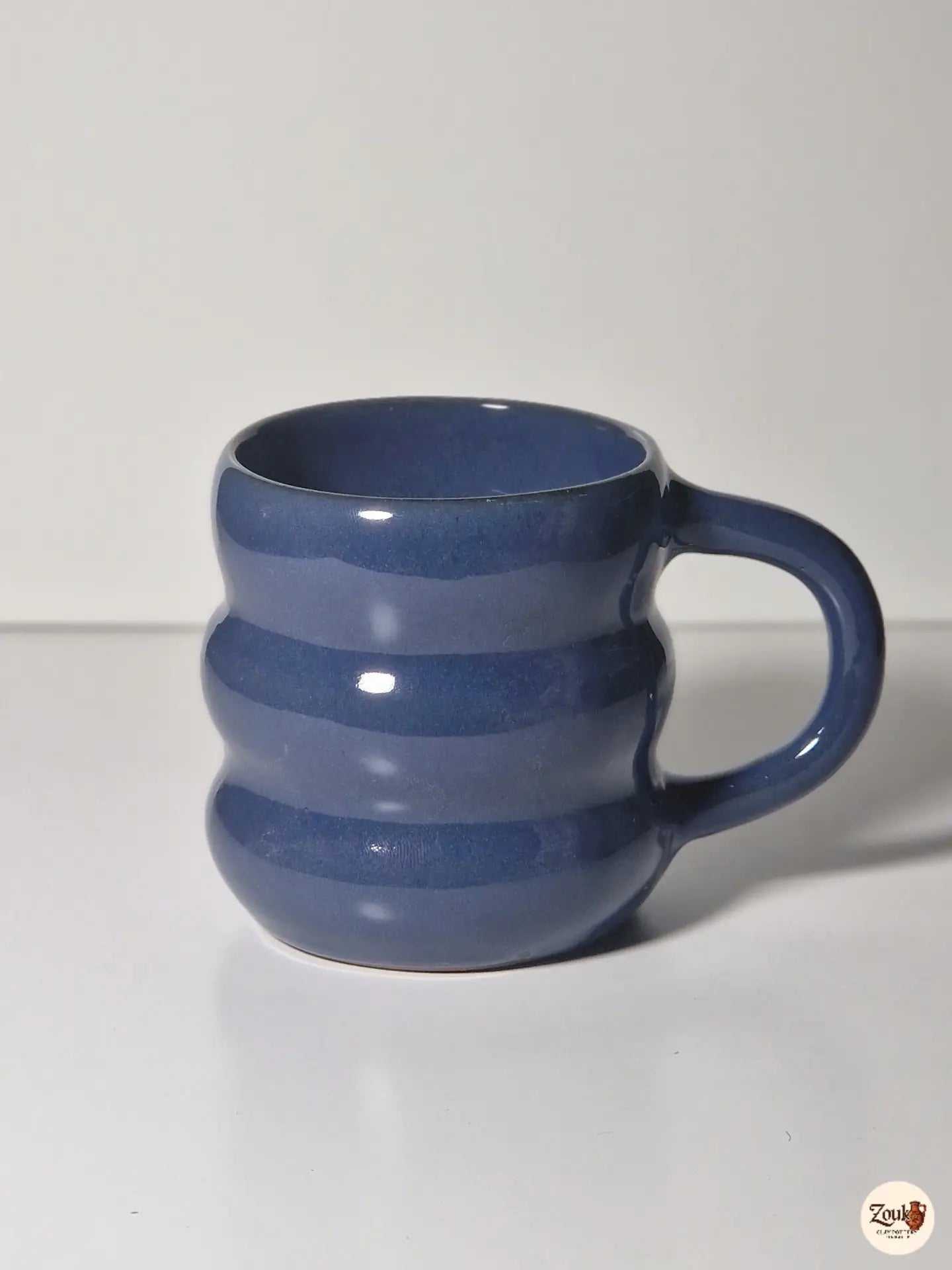 Puffy Collection – Dusty Rose & Midnight Blue Set (2 Handmade Pottery Mugs – 250 ml each)