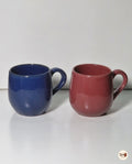 Barrel Collection – Dusty Rose & Midnight Blue Set (2 Handmade Pottery Mugs – 350 ml each)