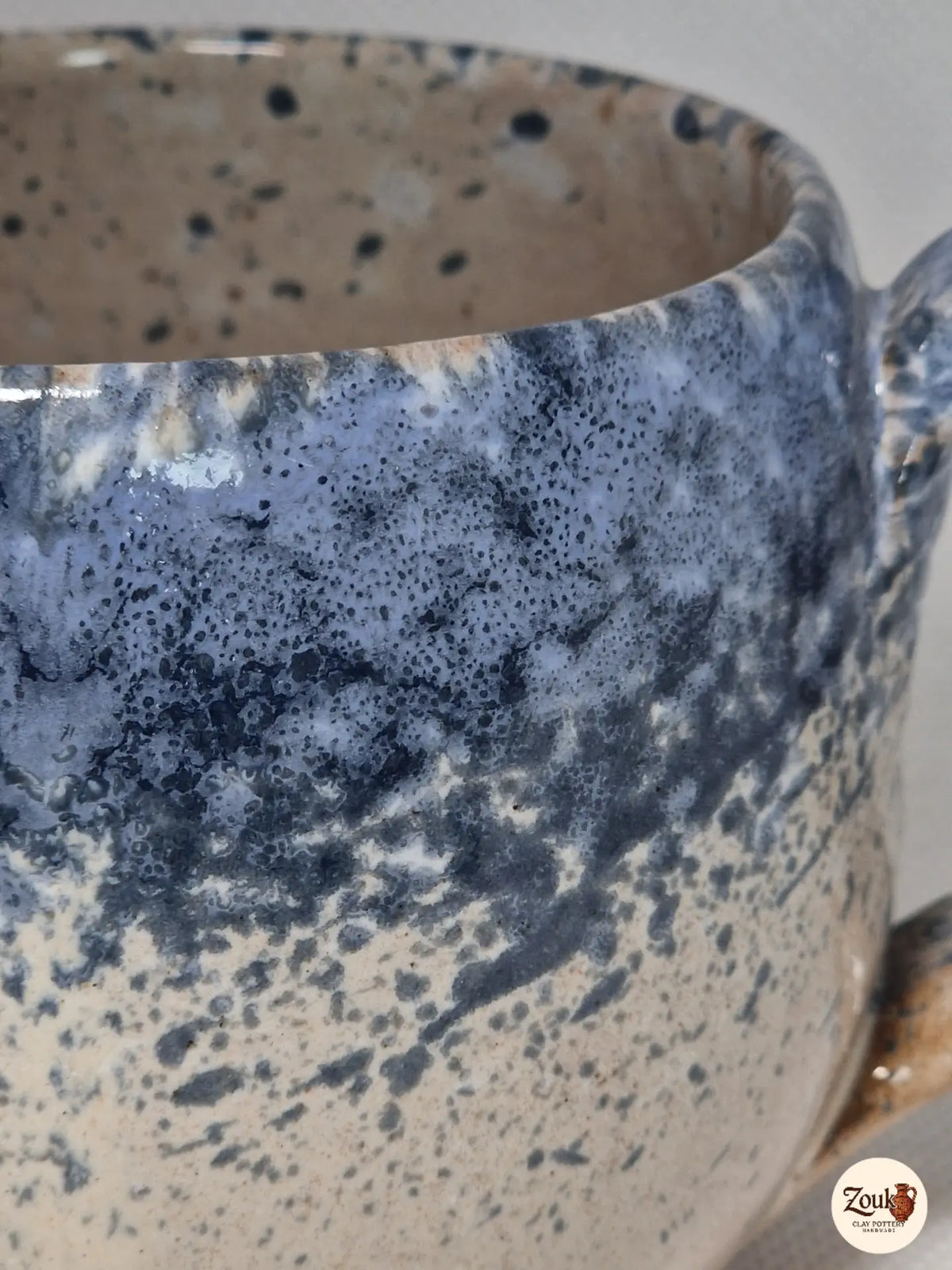 DRIP Collection – Beige & Blue Glazed Pottery Mug (300 ml)