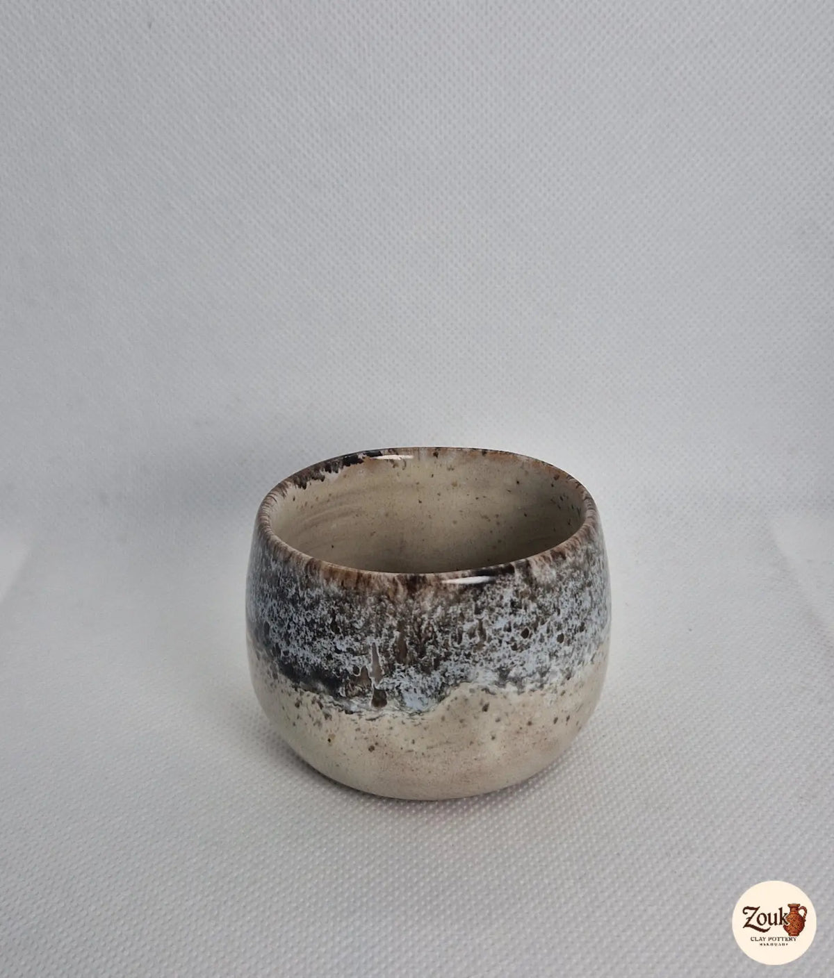 DRIP Collection – Beige & Grey Glazed Pottery Espresso Cup (100 ml)