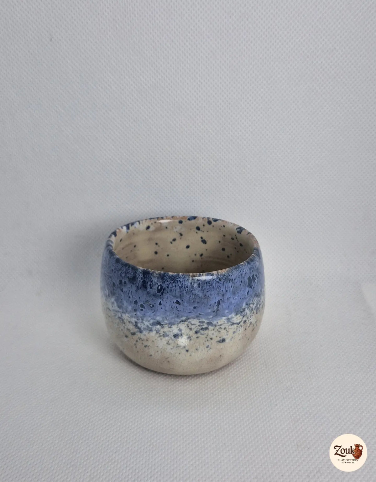 DRIP Collection – Beige & Blue Glazed Pottery Espresso Cup (100 ml)