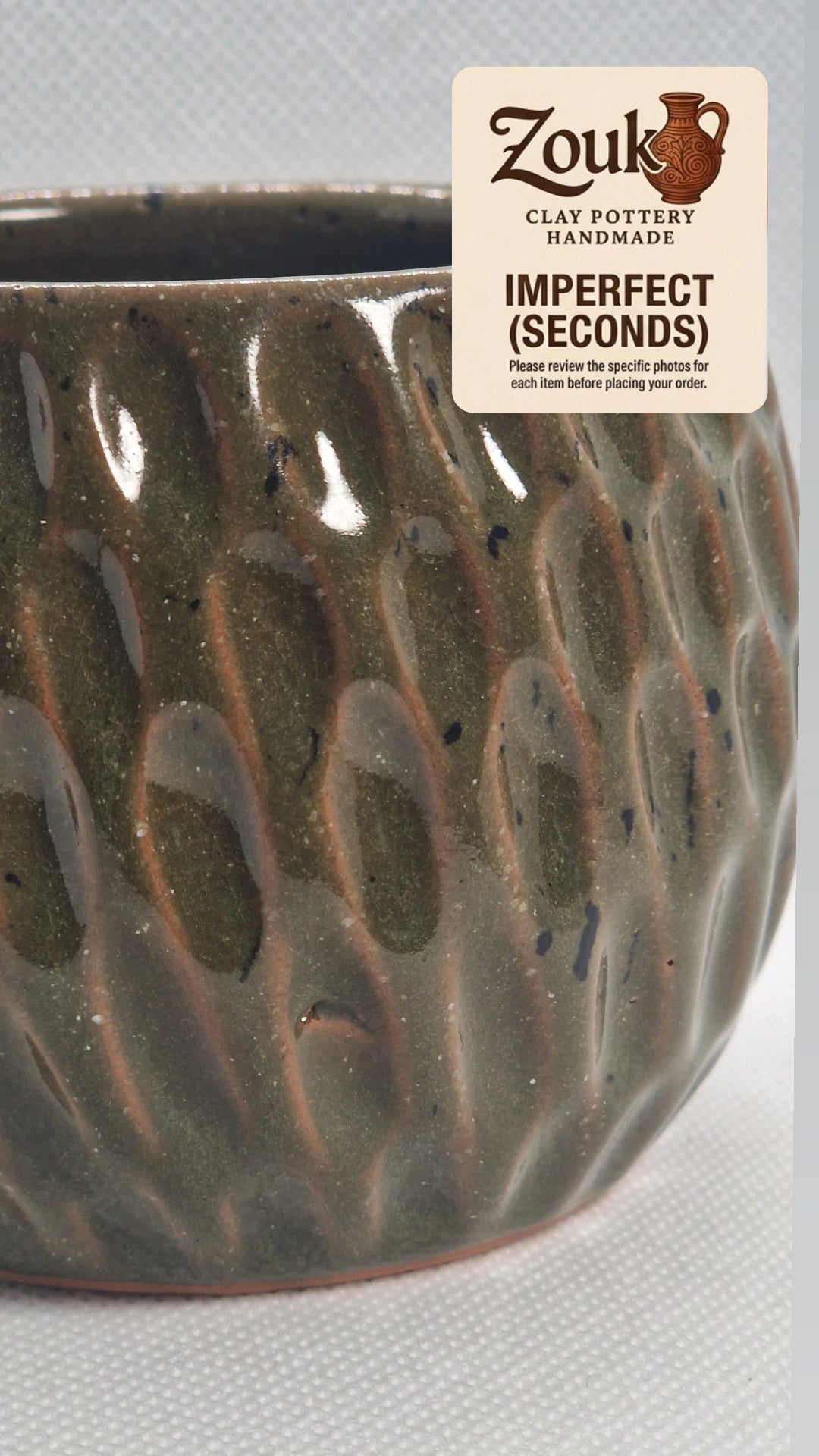 Imperfect (Seconds) - Handcrafted Olive Green Glazed Pottery Mug - 300 ml