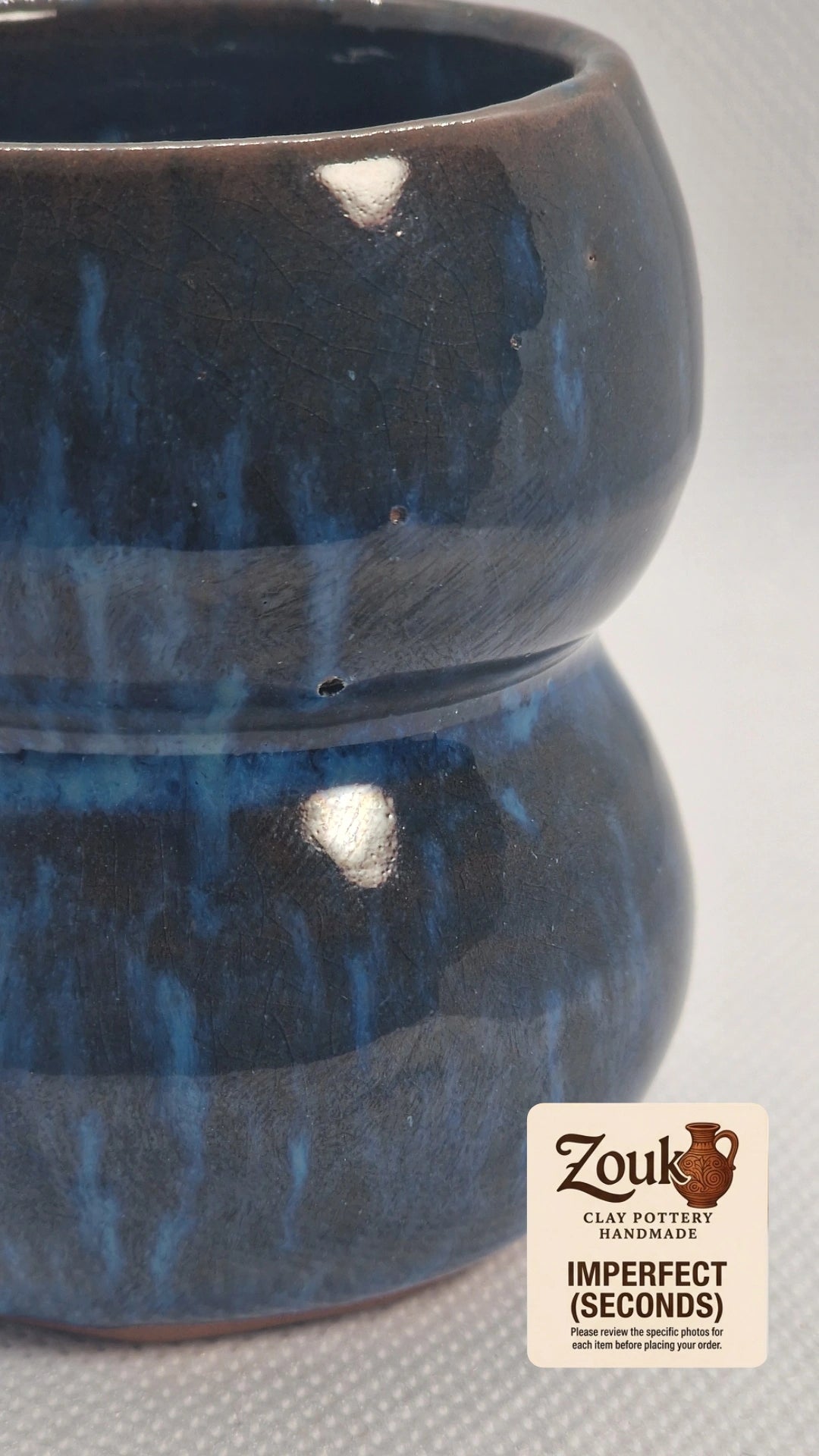 Imperfect (Seconds) - Handcrafted Blue Glazed Pottery Espresso Cup - 100 ml