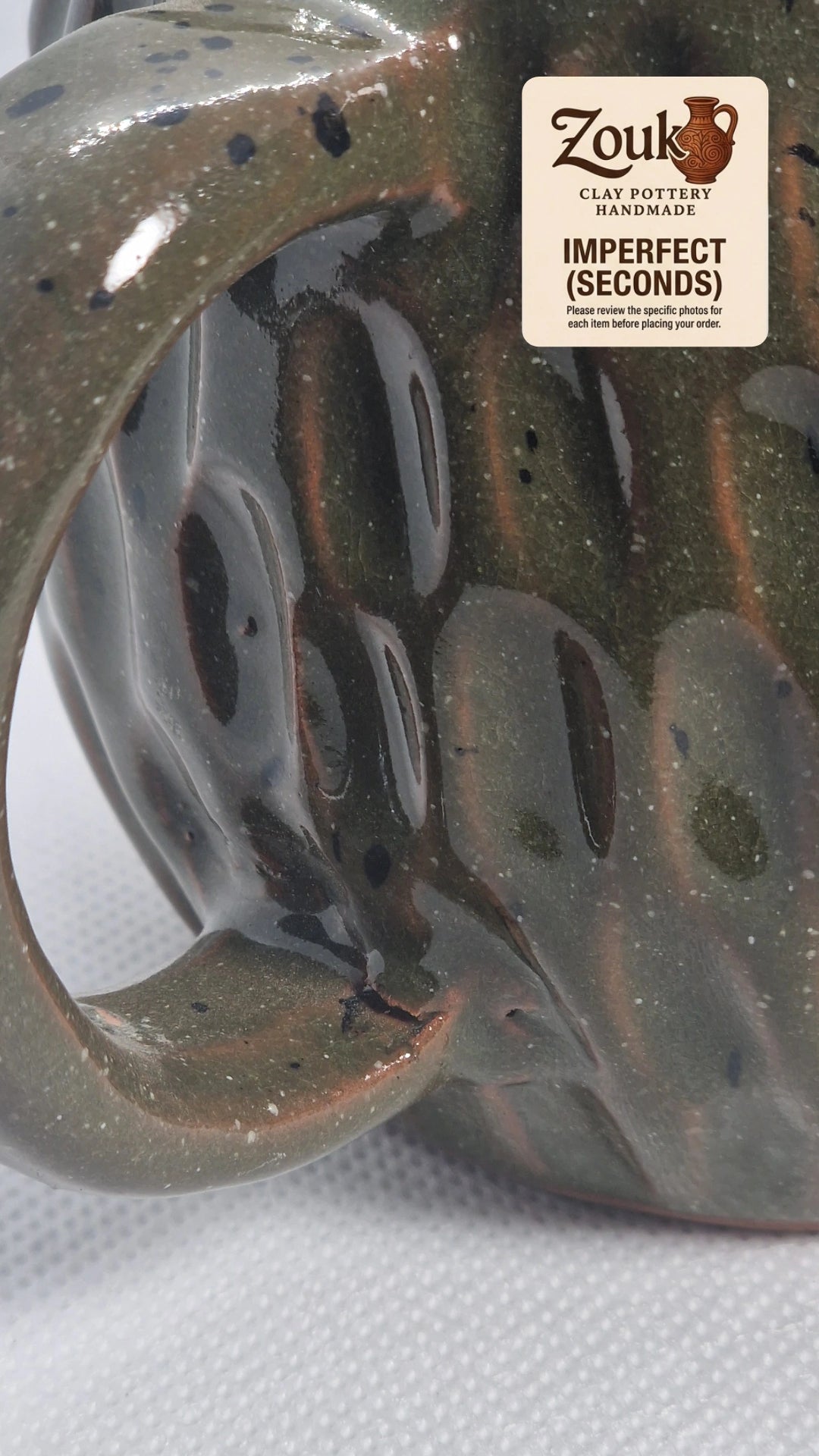 Imperfect (Seconds) - Handcrafted Olive Green Glazed Pottery Mug - 300 ml